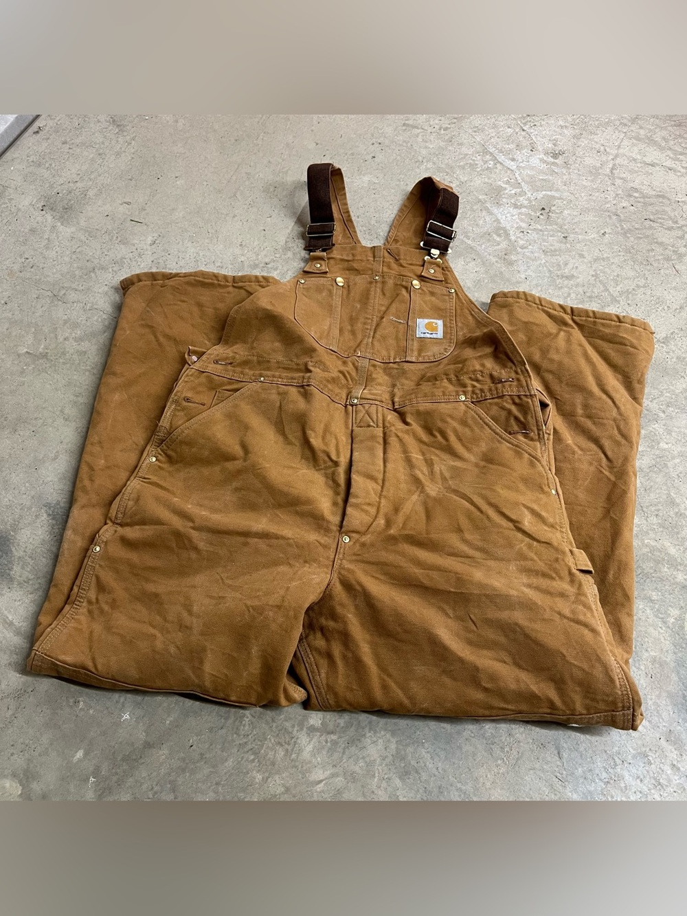 Vintage Carhartt Insulated Overalls Mens 38x30 Brown Canvas Union Made USA R02